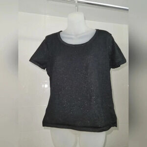 Vintage black shirt  with subtle silver threads Large